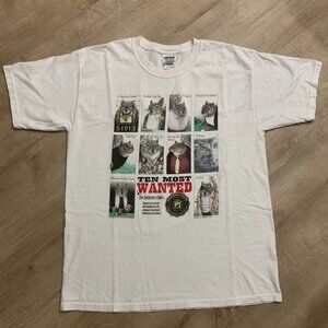 Vintage Y2K Ten Most Wanted Squirrel Funny T-Shirt Men's Large Bird Seed Nature